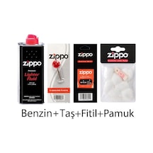 Zippo Çakmak Benzin+Taş+Fitil+Pamuk Keçe Seti
