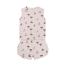 Antebies Kiraz Masalı Kolsuz Bluz Şort Pijama Takımı Pembe