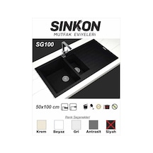 Sinkon Siyah Granit Eviye 50 x 100 / 1.5 Göz - Sg100 - Sinkon