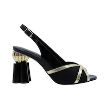 Poletto Hakiki Deri /tekstil Altın-sax Mavı Sandalet Topuklu 380 13-527 Altın