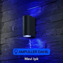 Dekoratif Çift Yönlü Siyah Aplik - Mavi Işık - Ampuller Dahil Diğer