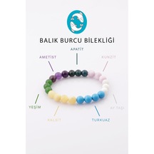 Balık Burcu Taşlarından Oluşan Doğal Taş Bileklik 8 Mm Küre Kesim Çok Renkli