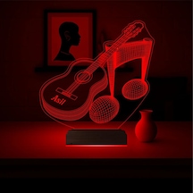 Luvivia Klasik Gitar Müzisyen Hediye Kişiye Özel 3d Lamba - Masa Gece Lambası V1 Şeffaf