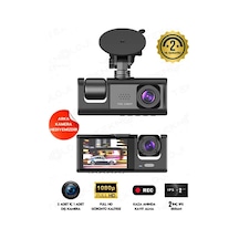 Lcd Ekranlı 3 Kameralı Dash Cam Araç İçi Yol Kayıt Kamerası Gece Görüşlü G Sensörlü