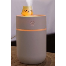 Isınan Işıklı Kedi Figürlü Ultrasonik Hava Nemlendirici - 300ml Usb Buhar Makinesi & Gece Lambası