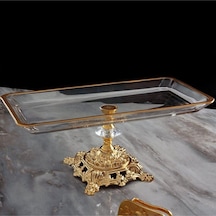 Daisyglass Metal Ayaklı Dikdörtgen Sunum Tepsisi Gold