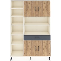 Arges Dolap 10 Raflı Tek Çekmeceli 4 Kapaklı 132x30x195 Aytaşı-çam/antrasit Atlas Çam/antrasıt