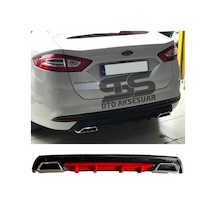 Ford Mondeo MK4 Difüzör Arka Tampon Eki 2 Egzoz Çıkışlı Kırmızı L