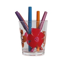 Bosphorus Kalemlik Kırmızı Papatya Desenli Ofis Gereci 8 x 8 x 9 CM 350 ML