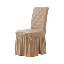 StarMall Brürümcük Etekli Sandalye Kılıfı, Lastikli,esnekli Sandalye Örtüsü 1 Adet Taş