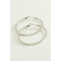 Ezme Lüks Çelik Halka Küpe 4 Cm 0368 Gümüş