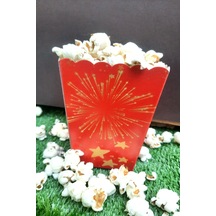 8'li Kırmızı Parti Mısır Kutusu - Popcorn Kutusu - Doğum Günü İkram Hediye - Orta Boy Standart
