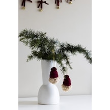 Yılbaşı 2li Set Cüce Çam Ağacı Noel Baba Süs Koyu Kırmızı - 299887541