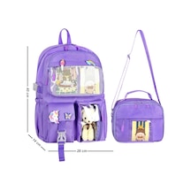 Waddell Kawaii Kore Tarzı Aksesuarlı İlkokul Sırt Ve Beslenme Çantası Lila 25002 Lila
