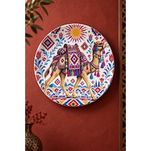 Dekoratif Duvar Tabağı - Deve Ve Kilim Motifli 27 Cm - Dekorlu Seramik Tabak