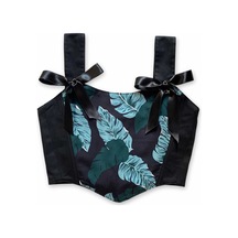 L'aura Corset Yaprak Desenli Siyah Bayan Korse Büstiyer