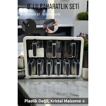 Standlı 9lu Baharatlık Takımı Kendinden Yapışkanlı Kaşıklı Ve Kapaklı Baharatlık Seti Çok Renkli