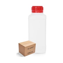 Borox Plastik Kare Kırmızı Kilit Kapaklı Numune Şişe 50 x 1 L