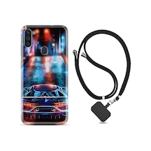 Samsung Uyumlu Galaxy A11 Kılıf Ipli Askılı Neon Cars 1724