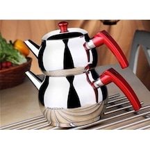 Ems Kardem Çelik Çaydanlık Mini Boy Kendinden Süzgeçli Çelik - Kırmızı