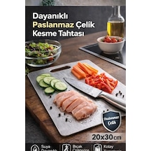 Kesme Çelik Tahtası Paslanmaz Çelik Metal Tezgah Koruyucu Hamur Açma Tezgahı 20x30 Cm Metalik