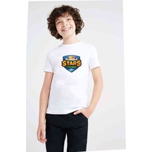Tshirthane Rumble Stars Futbol Guardian Baskılı Unisex Çocuk Beyaz T-Shirt