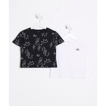Erkek Çocuk River Island Siyah 2'li Paket T-shirt