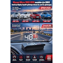 Nissan Micra 2002-2026 Modeller İçin Obd2 Head Up Display Hayalet Gösterge Ekranı Ön Cam Hız Göstergesi