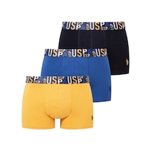U.s. Polo Assn. Erkek Saks - Sarı - Lacivert 3 Lü Boxer Saks - Sarı - Lacivert