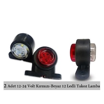 2 Adet Mini 12 Ledli Takoz Lamba 12-24 Volt Kırmızı Beyaz