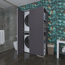 Kenzlife Çamaşır-Kurutma Makinesi Dolabı Kapaklı Foka Gri 180*090*60 Banyo Arkalıksız Çok Renkli