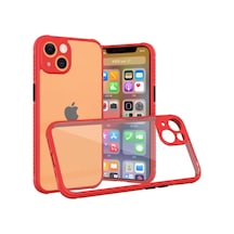 Newface Apple İphone 13 Mini Kılıf Miami Şeffaf Silikon - Kırmızı
