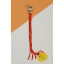 E&f Store El Örmesi Doğal Ahşap Emzik Askısı - Maymun - Turuncu