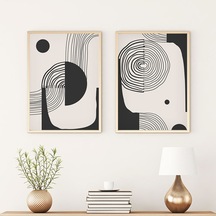 Huhuli Ahşap Çerçeveli Modern Tablo Seti Huhu75