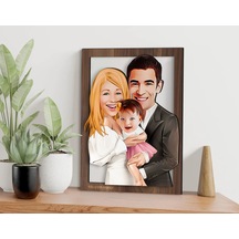 Bk Gift Kişiye Özel Aile Karikatürlü 3d Ahşap Tablo-3, Aileye Hediye, Babaya Hediye, Anneye Hediye Kobitmeyen138366 Bk Gift
