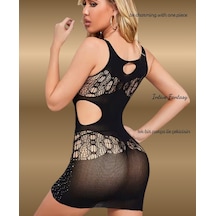 Intive Lingerie Intive Premium Limited Göğüs Ve Beli Dekolteli Taşlı Mini Elbise/ Siyah