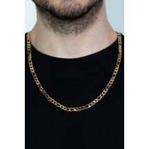 Altın Kaplama Figaro Çelik Zincir Unisex Kolye 55Cm 6Mm Ack06Sr Altın