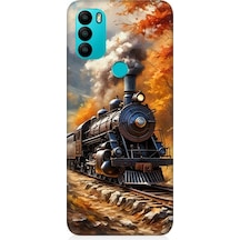 General Mobile Gm 21 Plus Uyumlu Sonbaharda Buharlı Tren Desenli Silikon Kılıf Çok Renkli