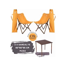 Bag The Joy Ahşap Masa Sandalye Seti Antrasit-hardal- 60 60 55cm Antrasit - Hardal