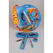 X Dekomus Lisanslı Hotwheels Özel Tasarımlı 5'li Kırtasiye Seti Metal Kalem Kutusu,cetvel,kalem Açık Gri