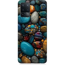Oppo Reno 5 Lite Uyumlu Renkli Doğal Taşlar Desenli Silikon Kılıf