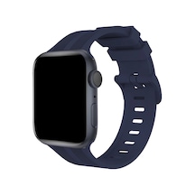Apple Watch Uyumlu38mm Kr408 Çizgili Silikon Kordon Saat Değildir - Lacivert
