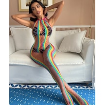 Intive Lingerie Vivaldi Geniş File Rengarenk İthal Çorap Büstiyer Takım/vücut Çor Çok Renkli