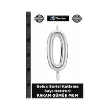 Delux Serisi Kutlama Sayı Hatıra 0 Rakam Gümüş Mum