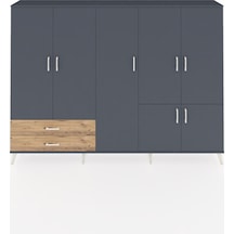 Arges Dolap 12 Raflı 2 Çekmeceli 7 Kapaklı 220x30x163 Antrasit-antrasit/çam Antrasıt/atlas Çam - Antrasıt