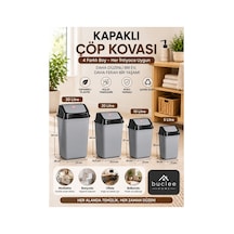 Sallanır Kapaklı Çöp Kovası Gri Mutfak Banyo Ofis Çöp Kutusu 5l - 10l - 20l - 30l Gri - 914200115 Gri