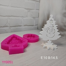 Yy0051 Kardan Adam İşlemeli Çam Ağacı Tabanlıklı Silikon Kalıp