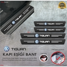 Volkwagen Tiguan Logolu Karbon Kapı Eşiği Koruyucu Suni Deri 4'lü Set