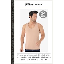 Marivento Premium Alternatif Gömlek Altı Bireysel Erkek Dikişsiz Görünmez Atlet Ten Rengi 2'li Paket Ten 2