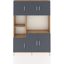 Arges Dolap 9 Raflı 6 Kapaklı 132x30x195 Çam-antrasit/çam Çam
